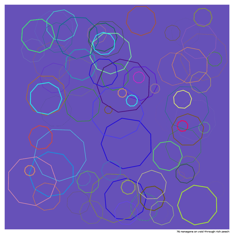 76 nonagons on void through rich peach