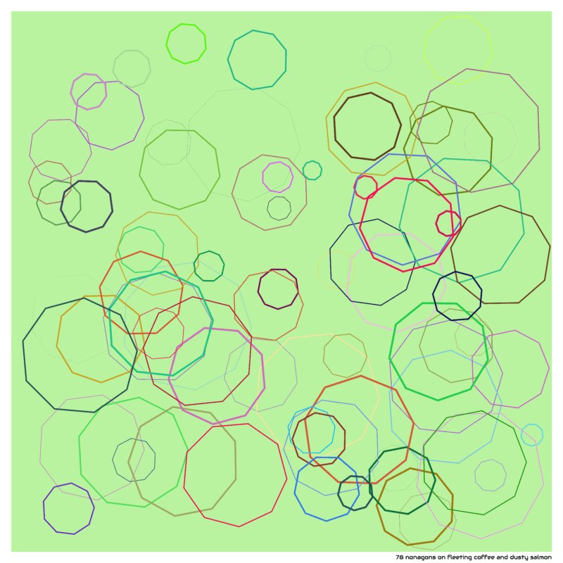 78 nonagons on fleeting coffee and dusty salmon