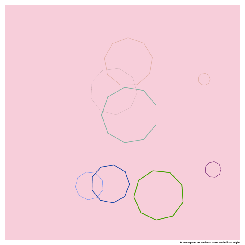 8 nonagons on radiant rose and silken night