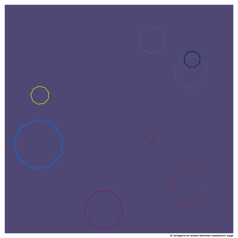 8 nonagons on smoke between opalescent sage
