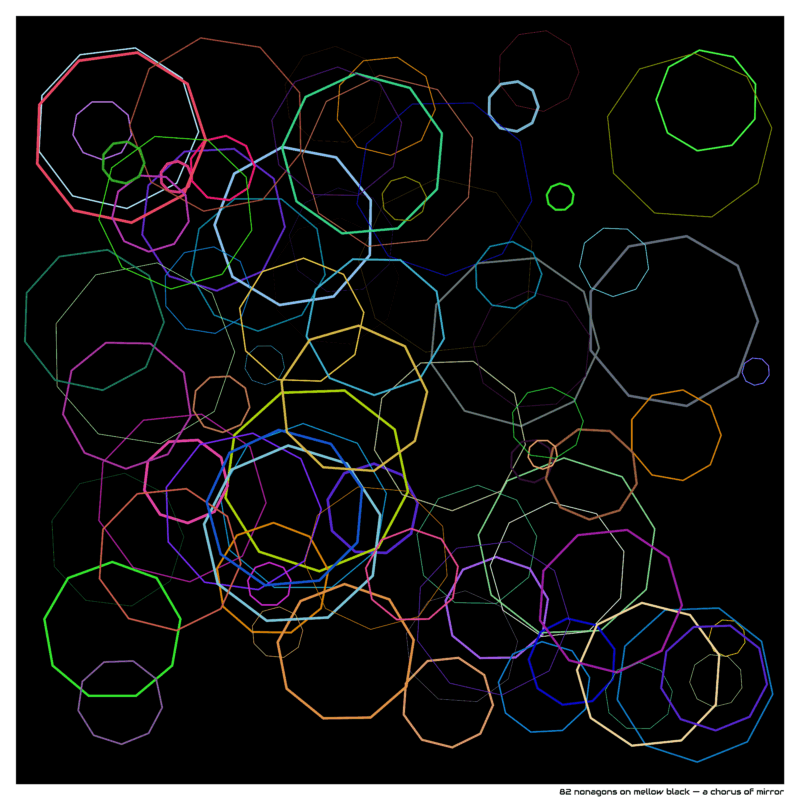 82 nonagons on mellow black — a chorus of mirror