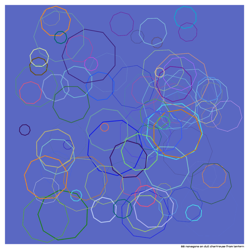 88 nonagons on dull chartreuse from lantern