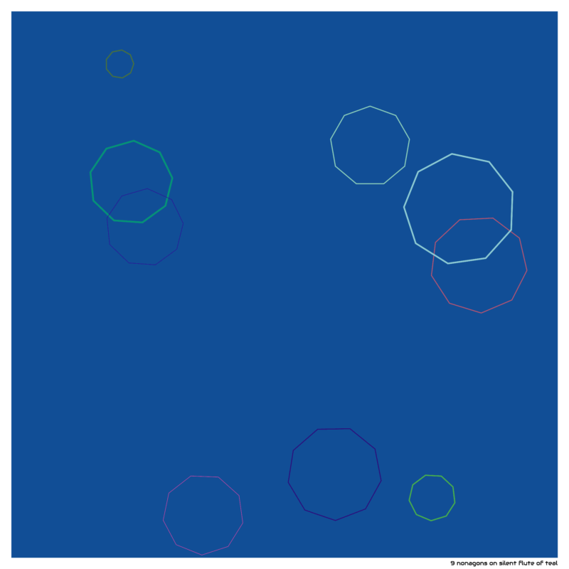 9 nonagons on silent flute of teal