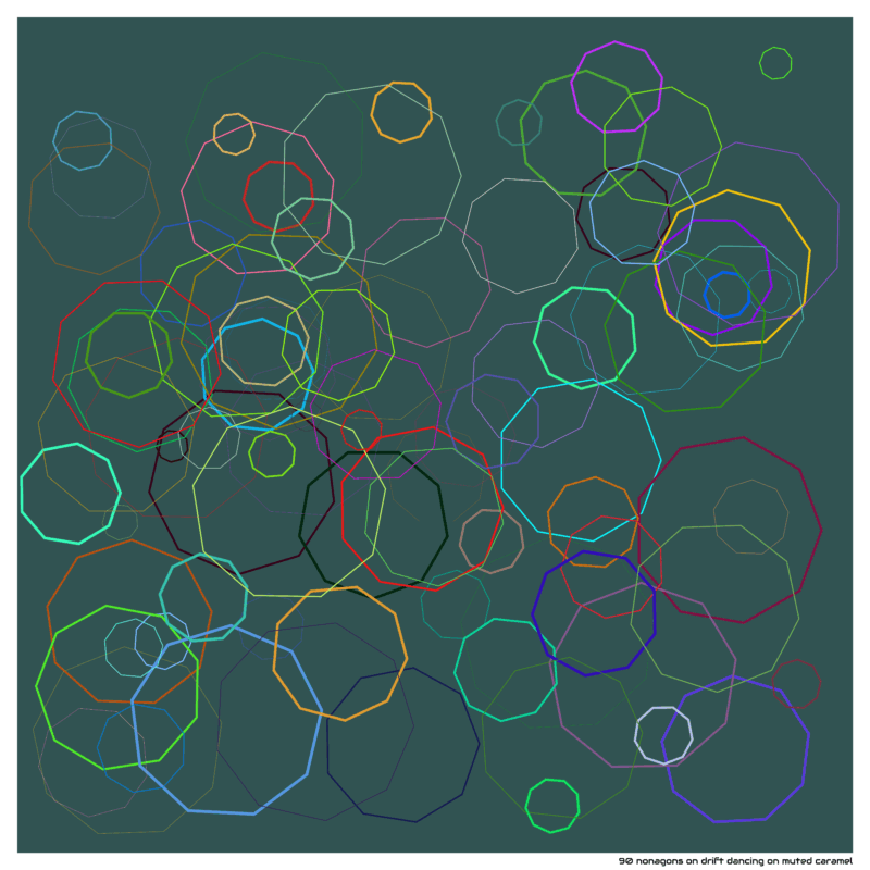 90 nonagons on drift dancing on muted caramel
