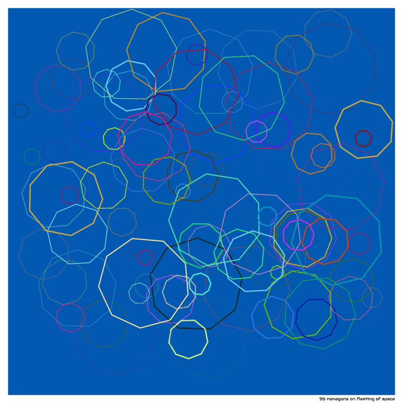 95 nonagons on fleeting of space