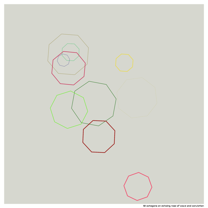 10 octagons on echoing rose of wave and conviction