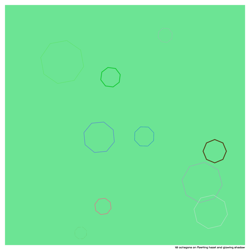 10 octagons on fleeting hazel and glowing shadow