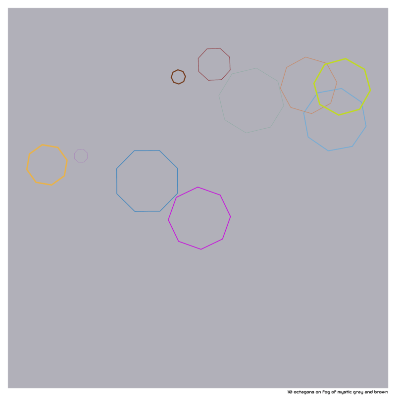 10 octagons on fog of mystic gray and brown