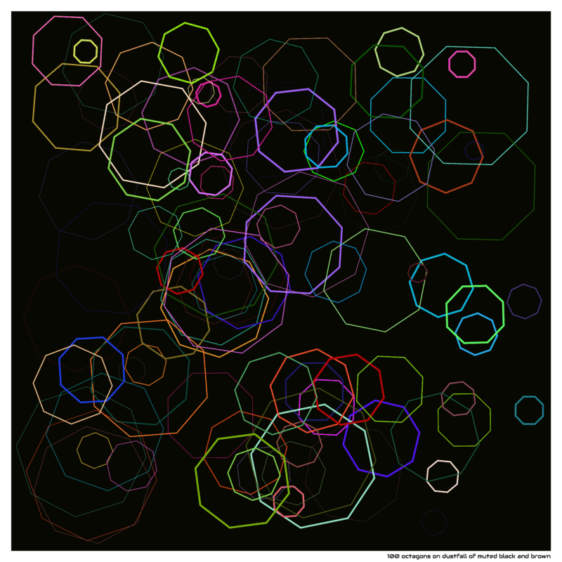 100 octagons on dustfall of muted black and brown