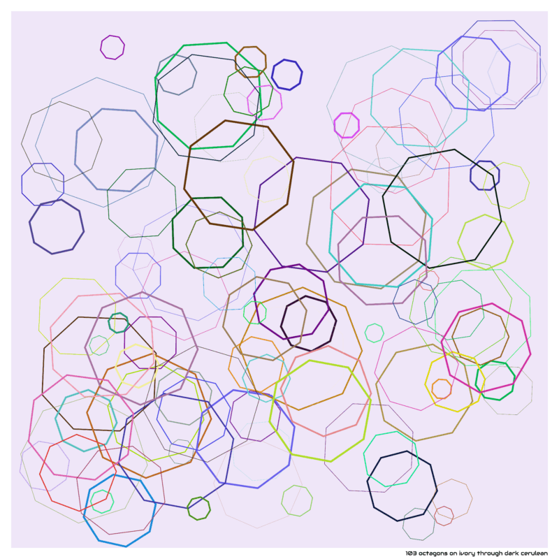 103 octagons on ivory through dark cerulean