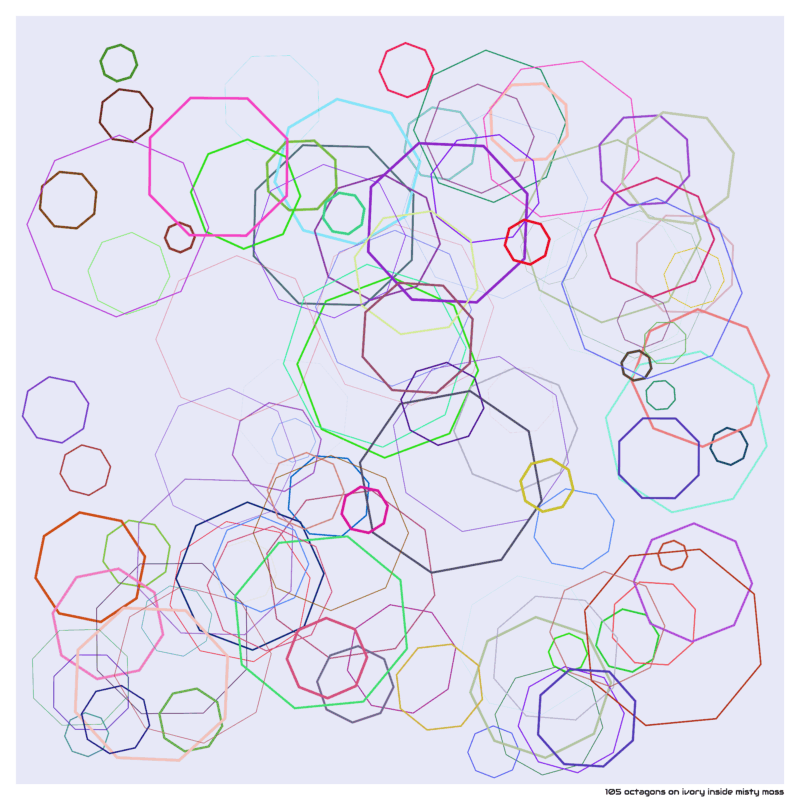 105 octagons on ivory inside misty moss