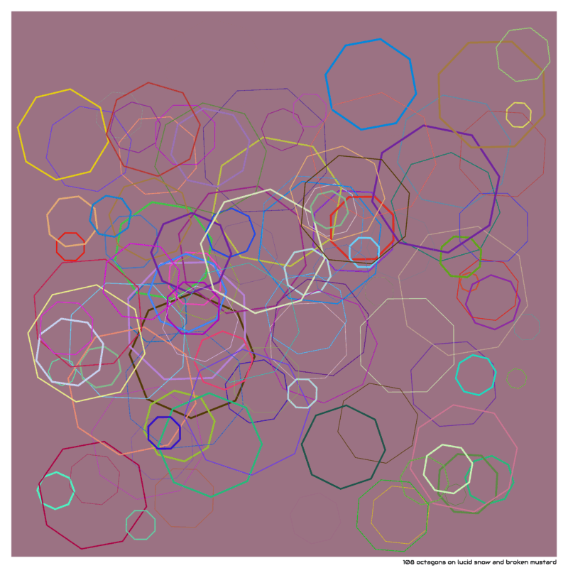 108 octagons on lucid snow and broken mustard