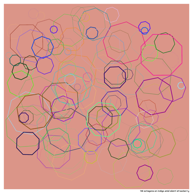 110 octagons on indigo amid silent strawberry