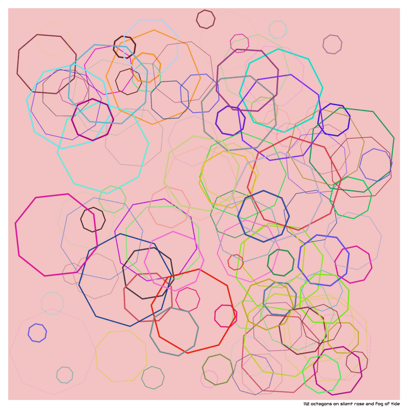 112 octagons on silent rose and fog of tide
