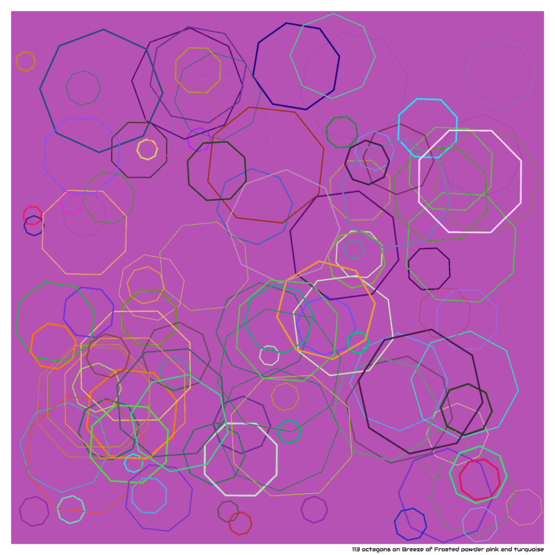113 octagons on Breeze of Frosted powder pink and turquoise