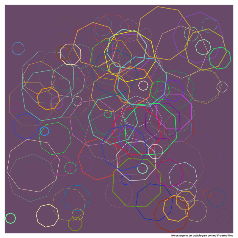 114 octagons on bubblegum behind frosted lime