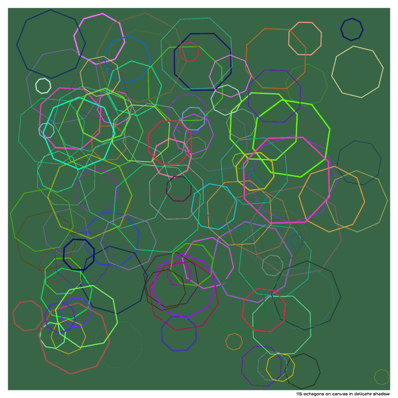 115 octagons on canvas in delicate shadow