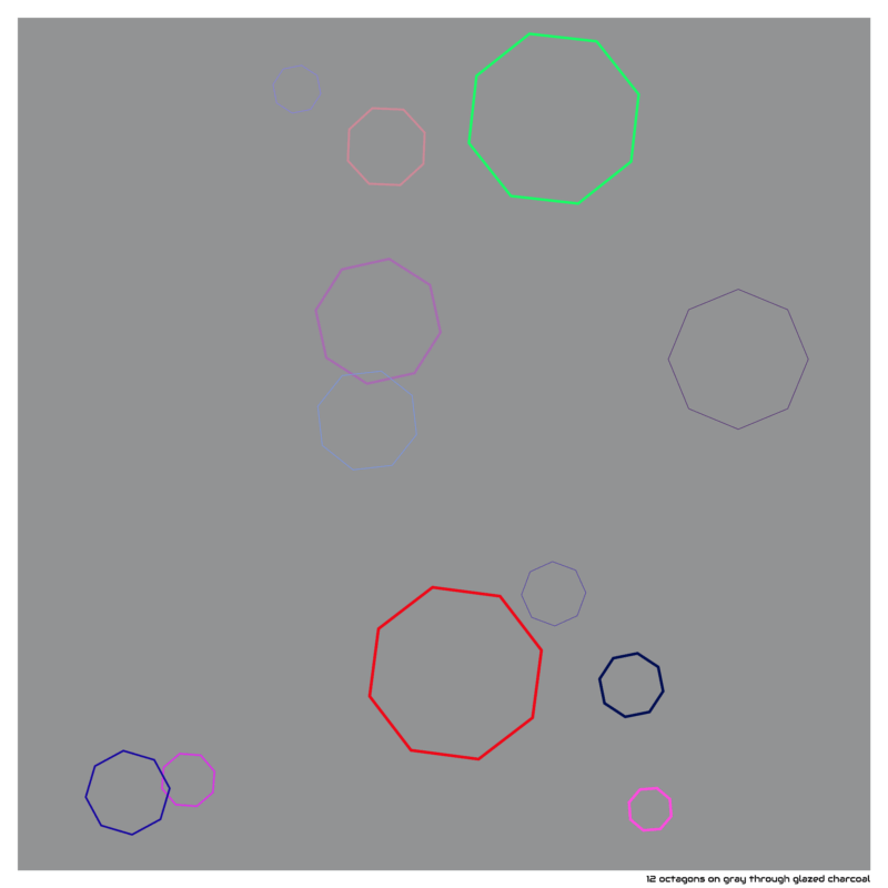 12 octagons on gray through glazed charcoal
