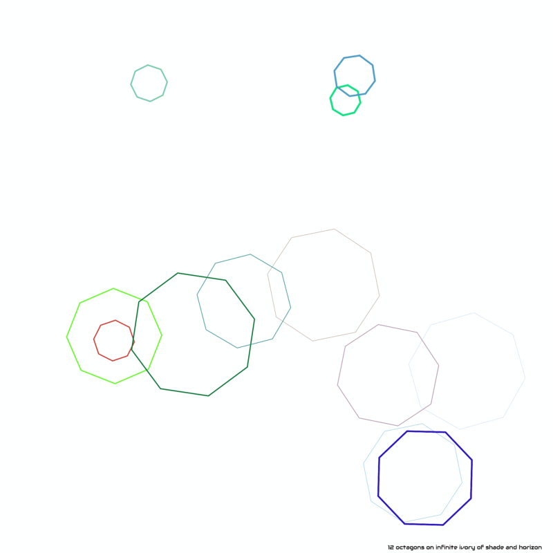 12 octagons on infinite ivory of shade and horizon