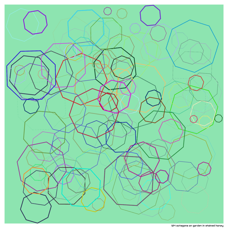 124 octagons on garden in stained honey