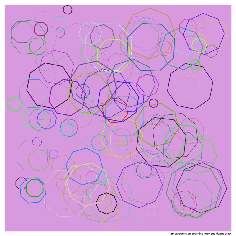 129 octagons on soothing rose and dusty brick