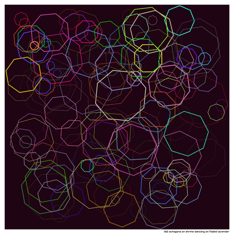 132 octagons on shrine dancing on faded lavender