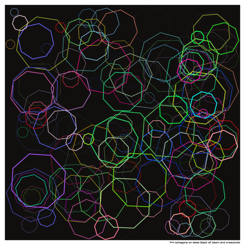 144 octagons on deep black of dawn and crescendo