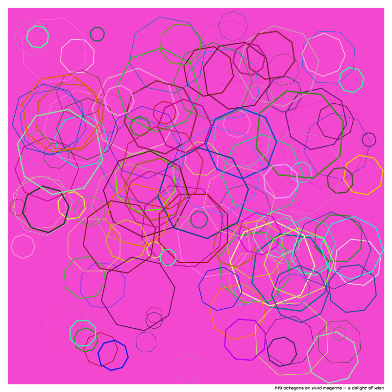 149 octagons on vivid magenta — a delight of wish