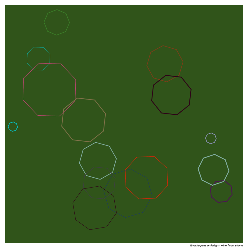 15 octagons on bright wine from stone