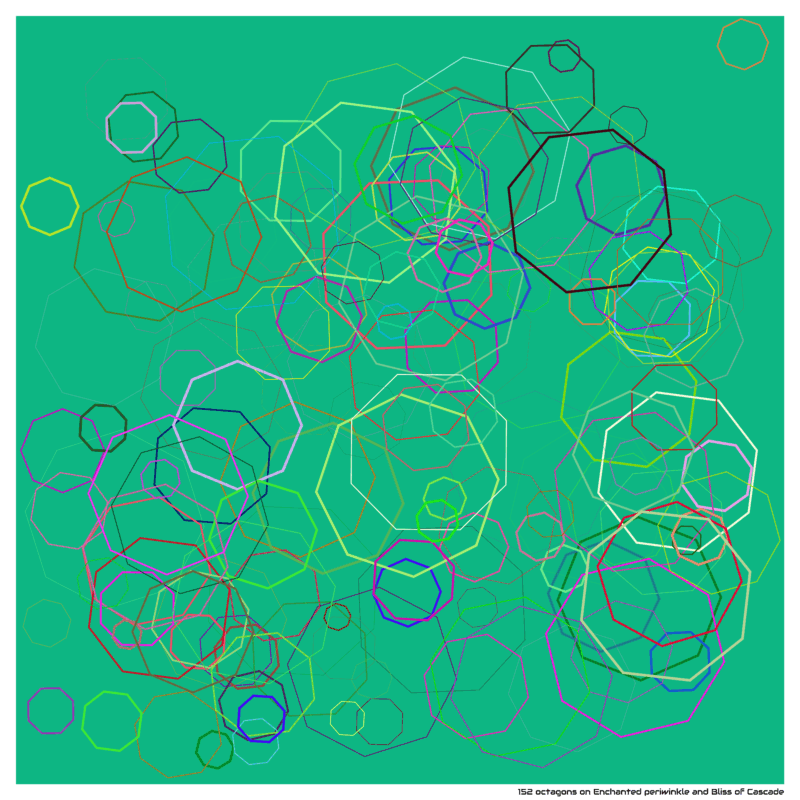 152 octagons on Enchanted periwinkle and Bliss of Cascade