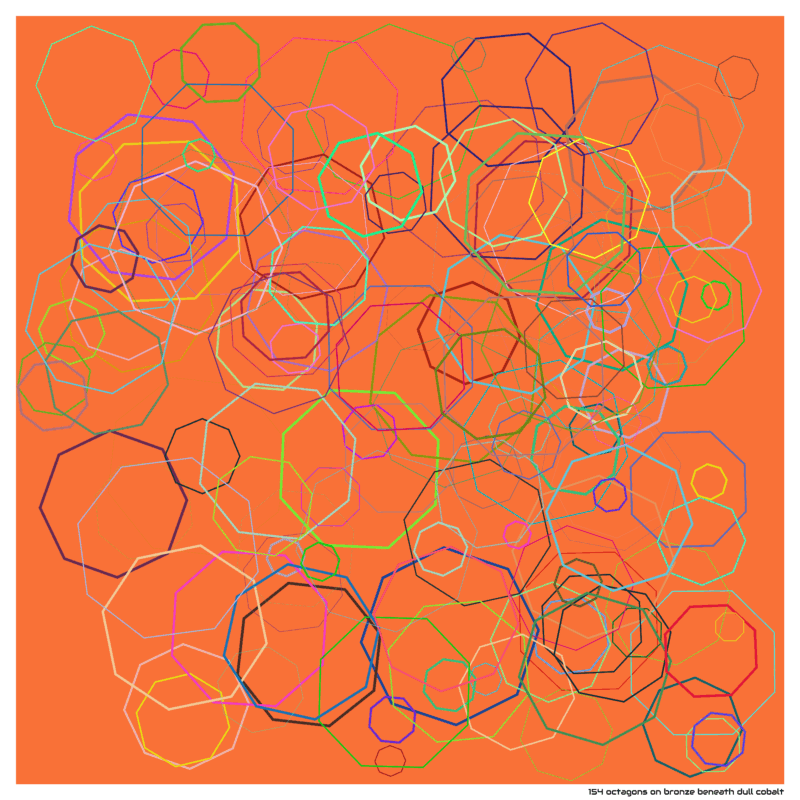 154 octagons on bronze beneath dull cobalt