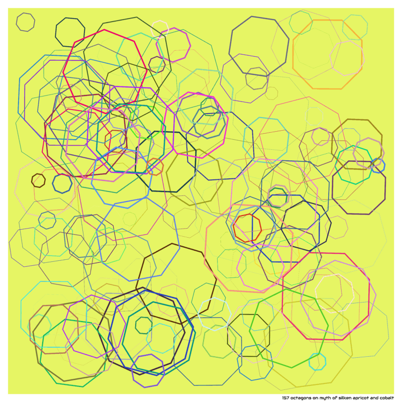 157 octagons on myth of silken apricot and cobalt