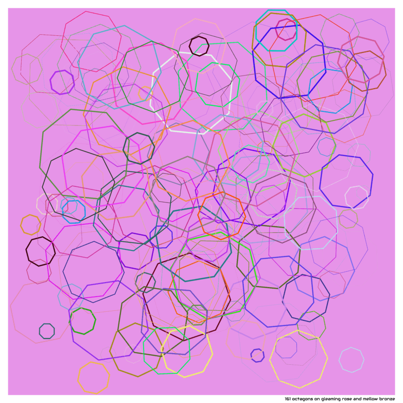 161 octagons on gleaming rose and mellow bronze