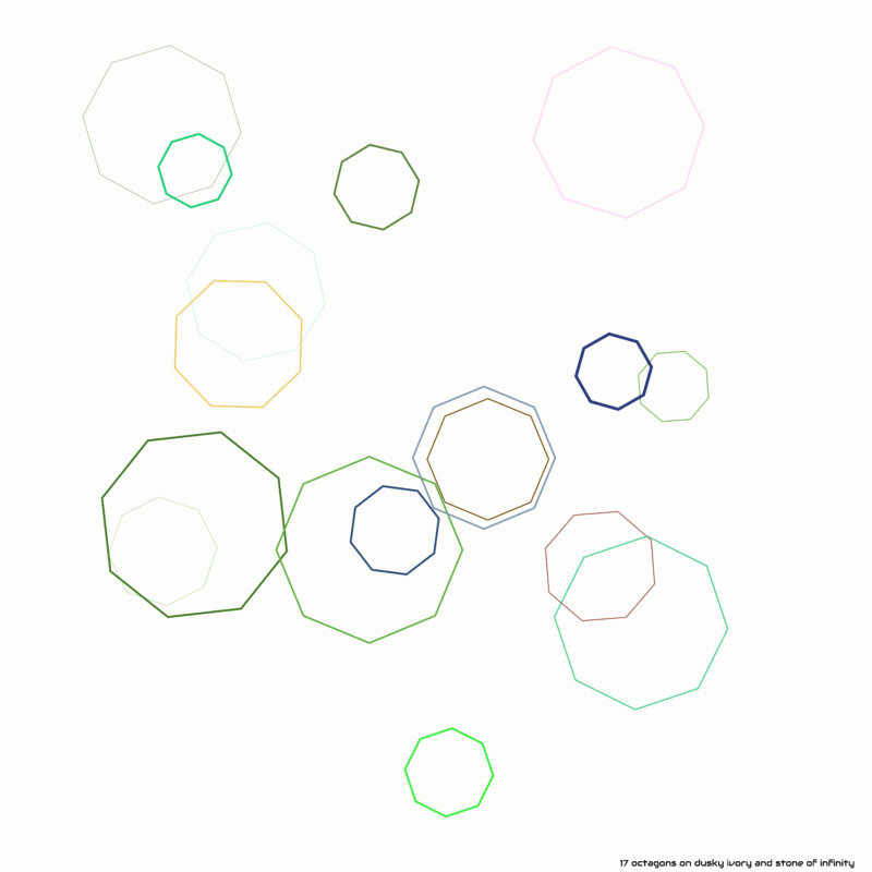 17 octagons on dusky ivory and stone of infinity