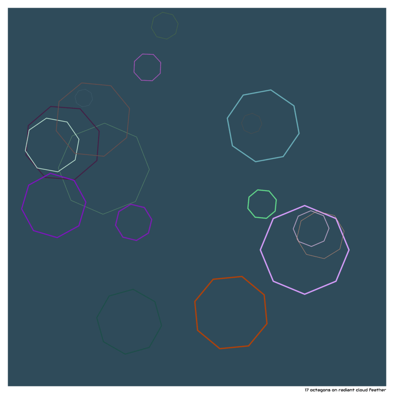 17 octagons on radiant cloud feather