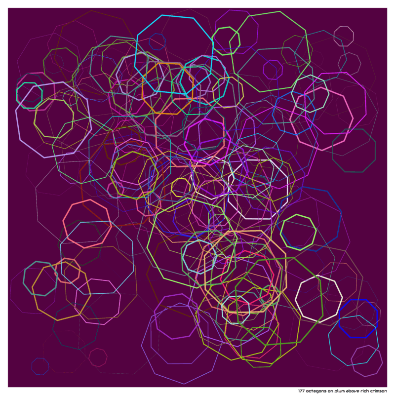 177 octagons on plum above rich crimson