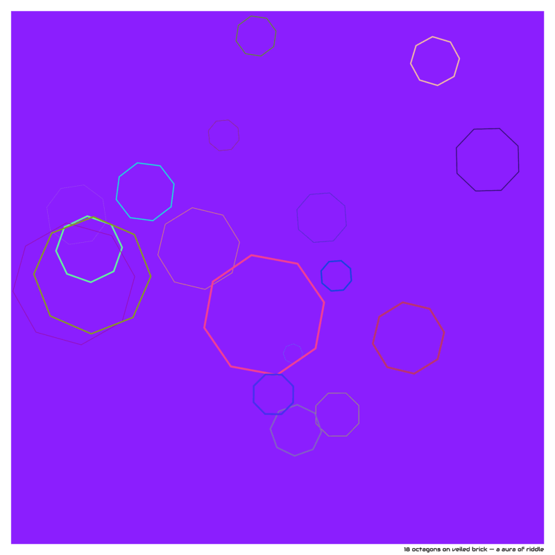 18 octagons on veiled brick — a aura of riddle