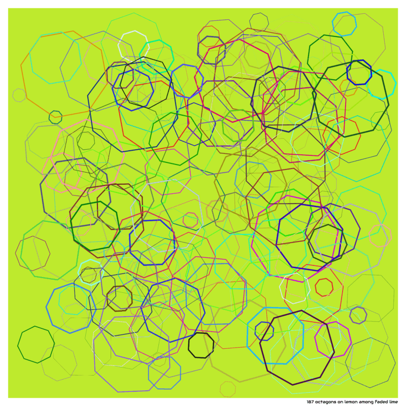 187 octagons on lemon among faded lime