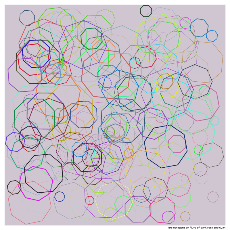 193 octagons on flute of dark rose and cyan