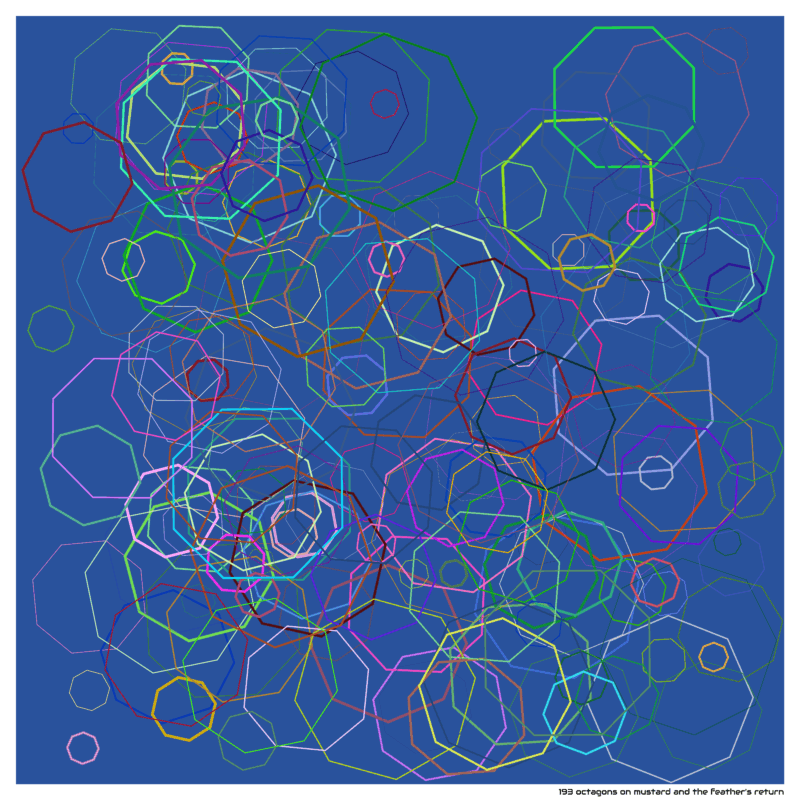 193 octagons on mustard and the feather’s return