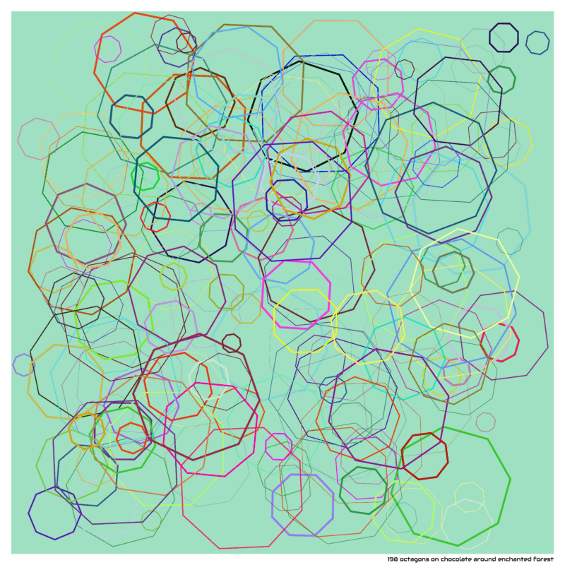 198 octagons on chocolate around enchanted forest