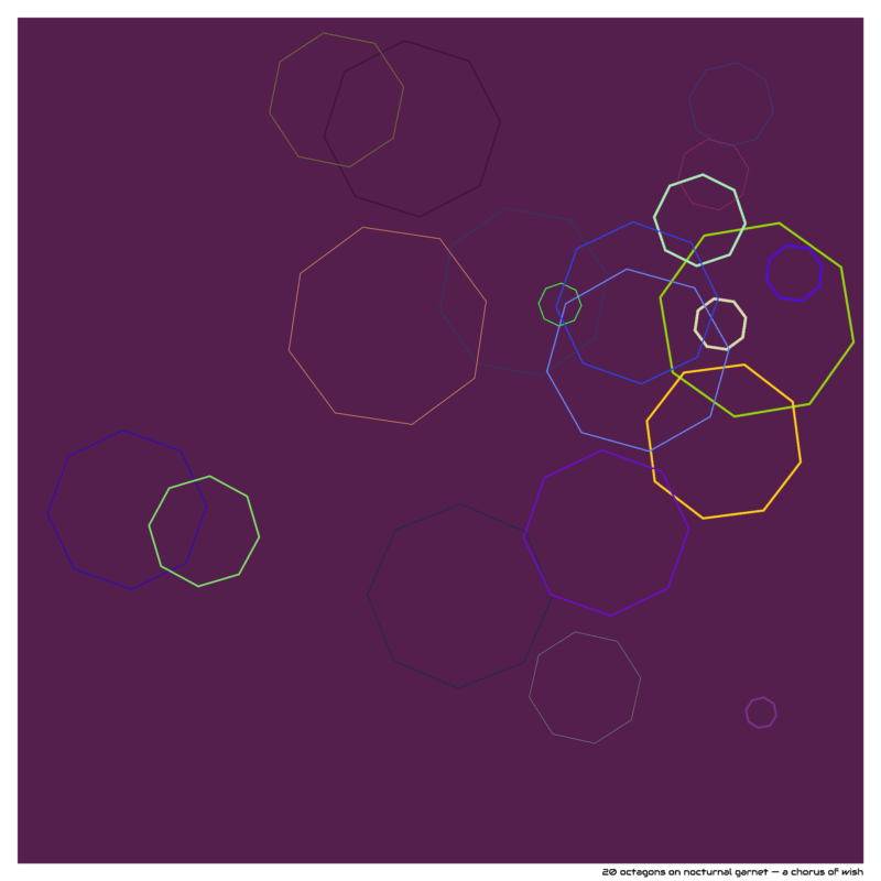 20 octagons on nocturnal garnet — a chorus of wish