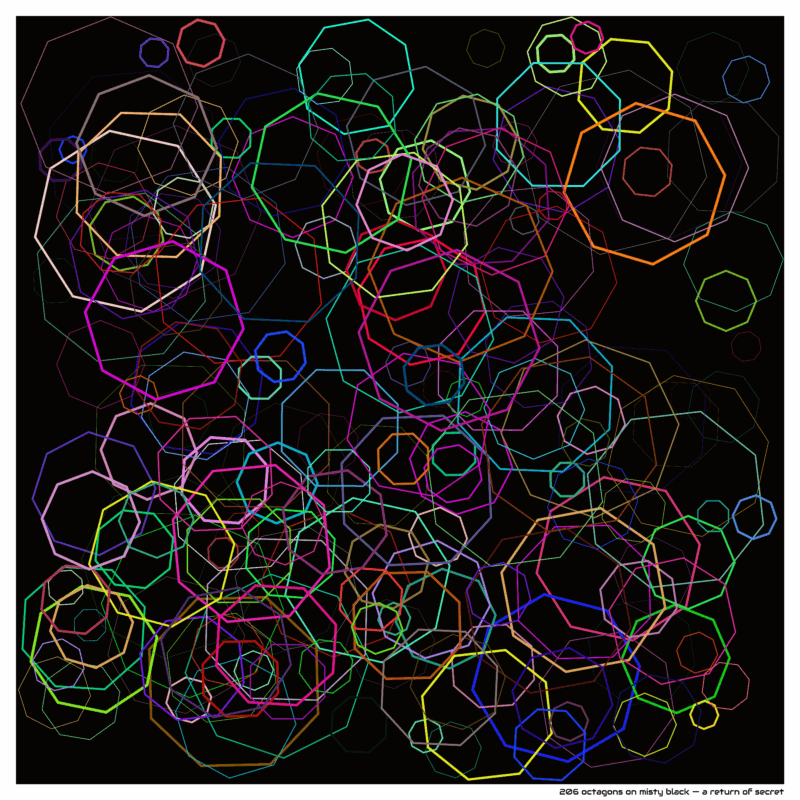 206 octagons on misty black — a return of secret