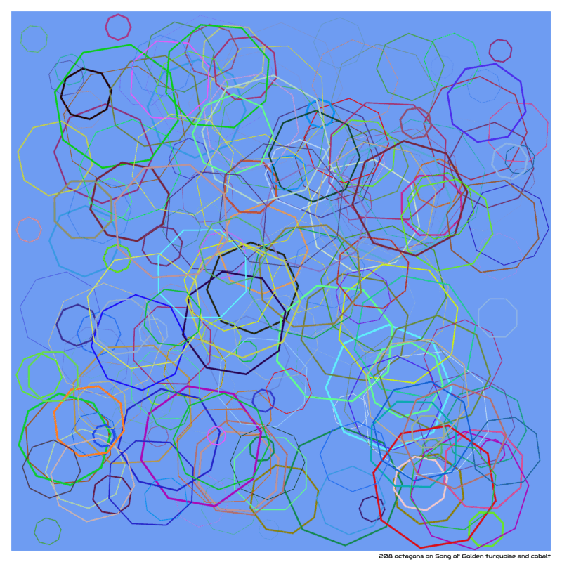 208 octagons on Song of Golden turquoise and cobalt