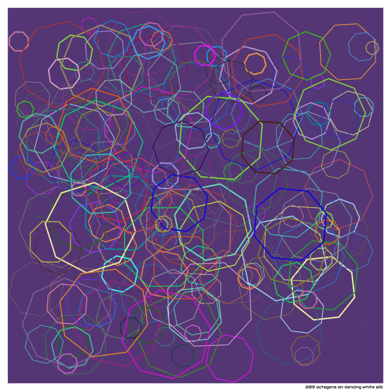 209 octagons on dancing white silk