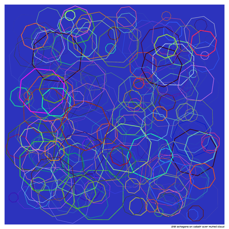210 octagons on cobalt over muted cloud