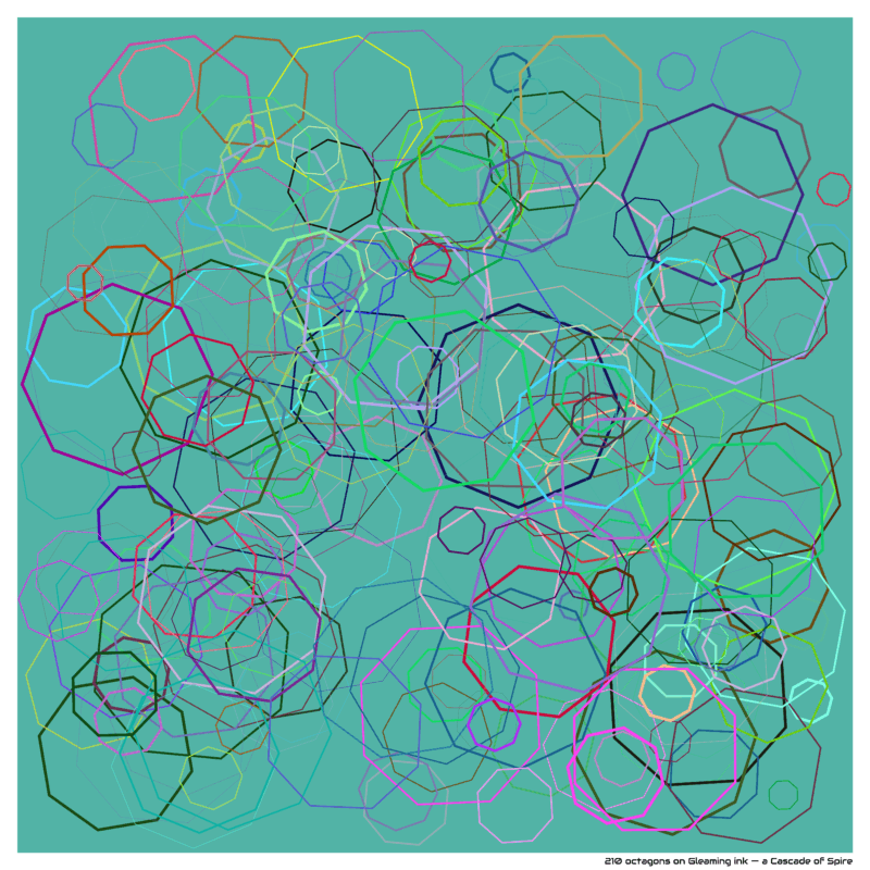 210 octagons on Gleaming ink — a Cascade of Spire
