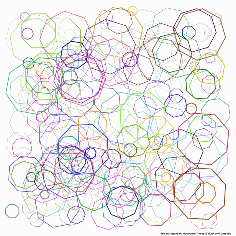 218 octagons on nocturnal ivory of dust and cascade