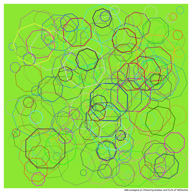 226 octagons on Flickering shadow and Flute of Reflection