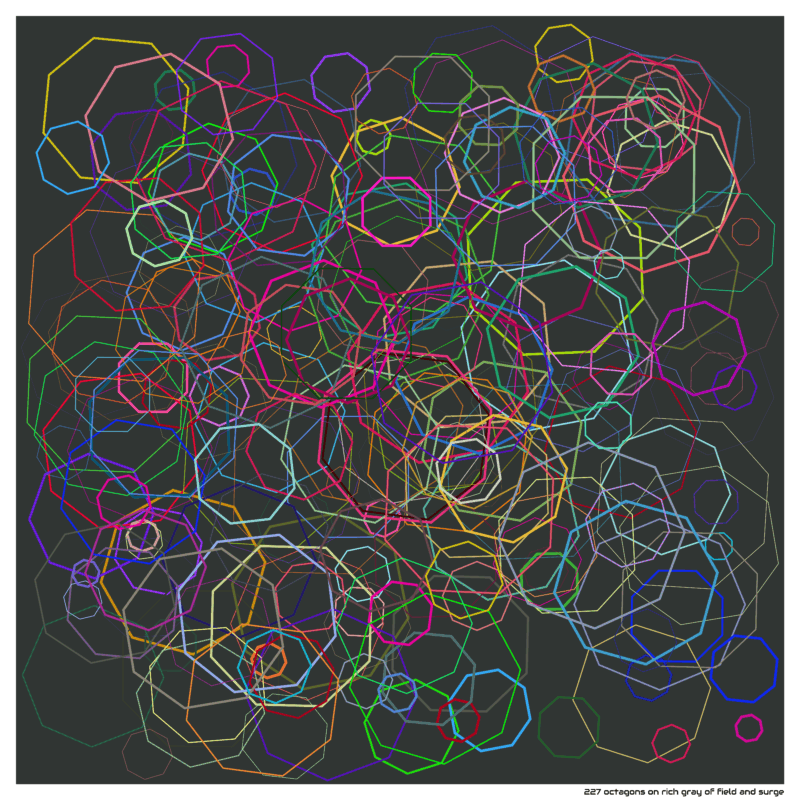 227 octagons on rich gray of field and surge